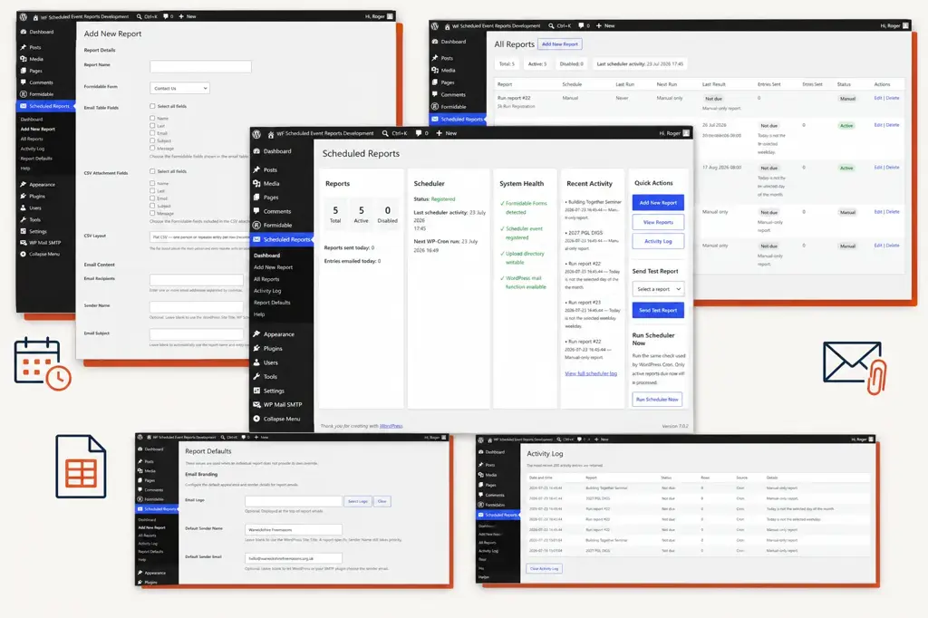 Scheduled Reports for Formidable Forms WordPress plugin dashboard and reporting screens