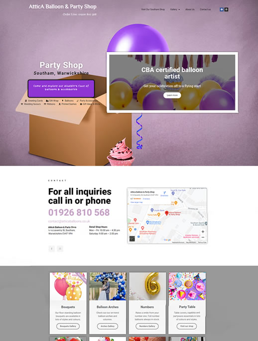 Attica Balloons - A Brochure site by Spa Web Design