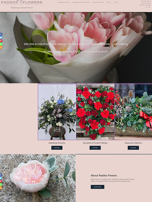 Paddox Flowers, a Facebook complimentary by Spa Web Design