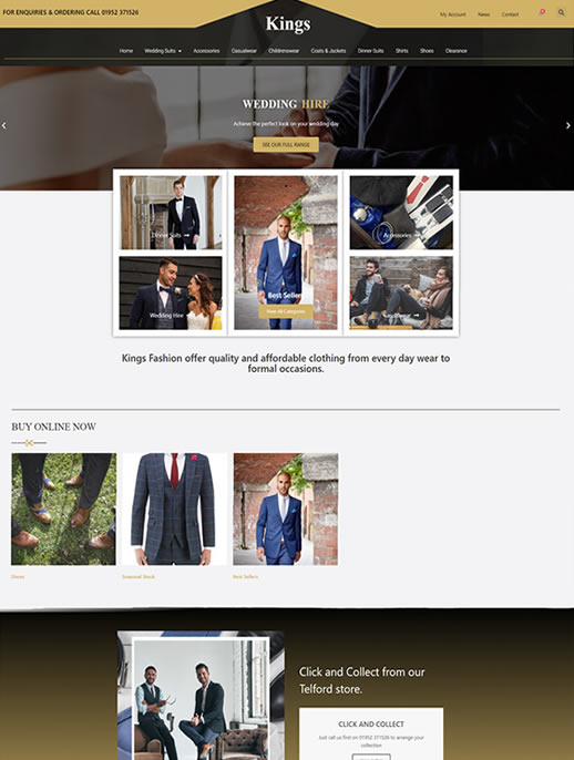 Kings Fashion. A fully eCommerce website designed by Spa Web Design