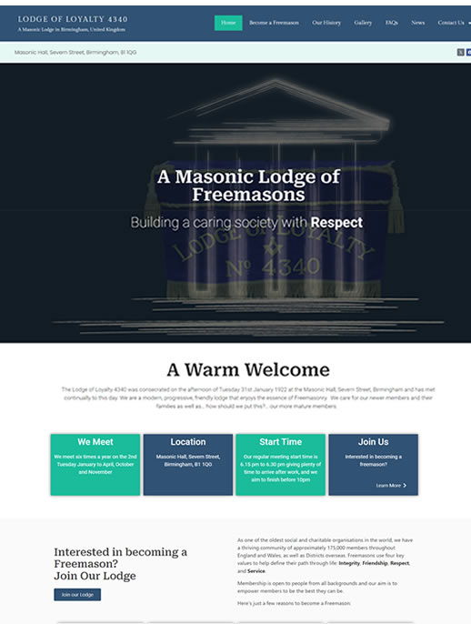 Lodge of Loyalty  - A Brochure site by Spa Web Design