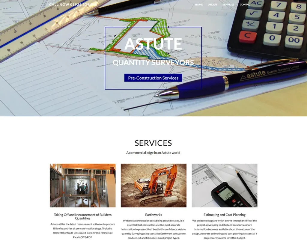 Astute Quantity Surveying WordPress website