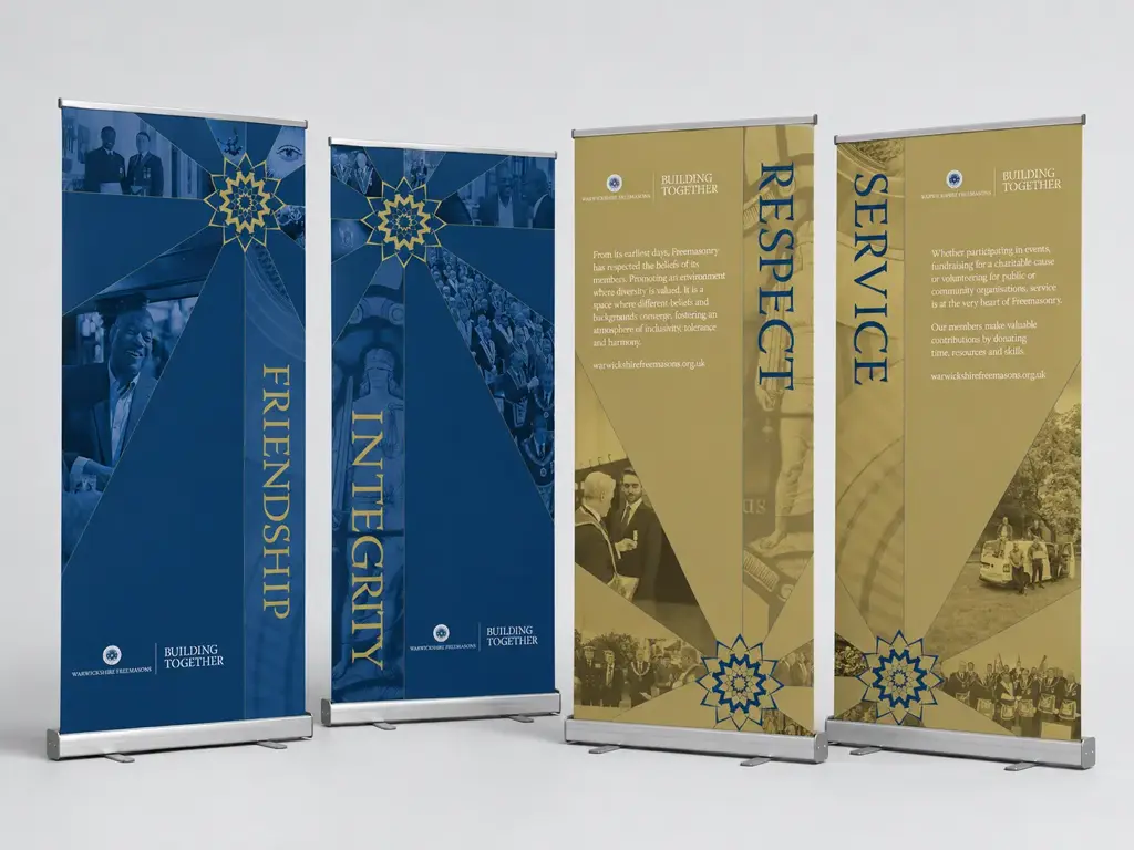 Warwickshire Freemasons roller banners designed by SPA Web Design