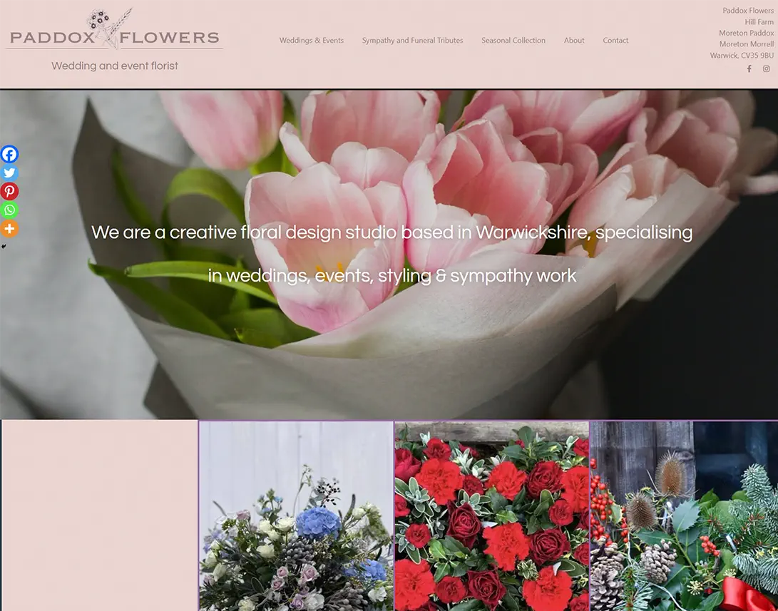 Paddox Flowers wedding and event florist WordPress website
