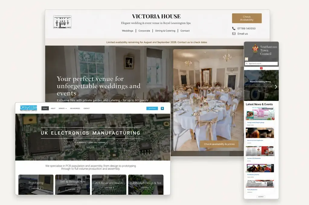 Selection of WordPress websites designed by SPA Web Design