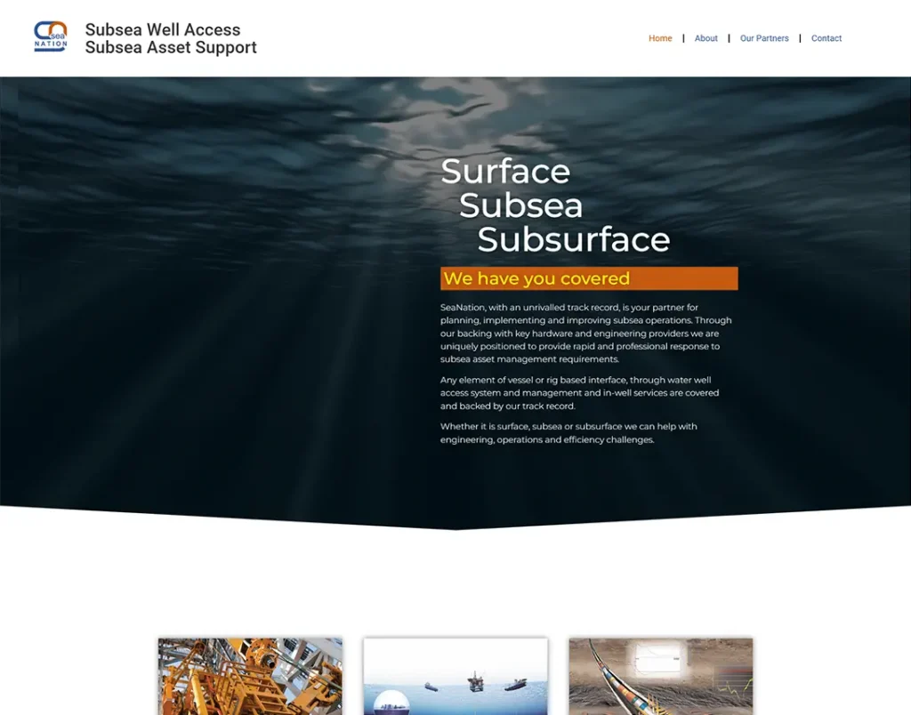 Sea Nation subsea services WordPress website