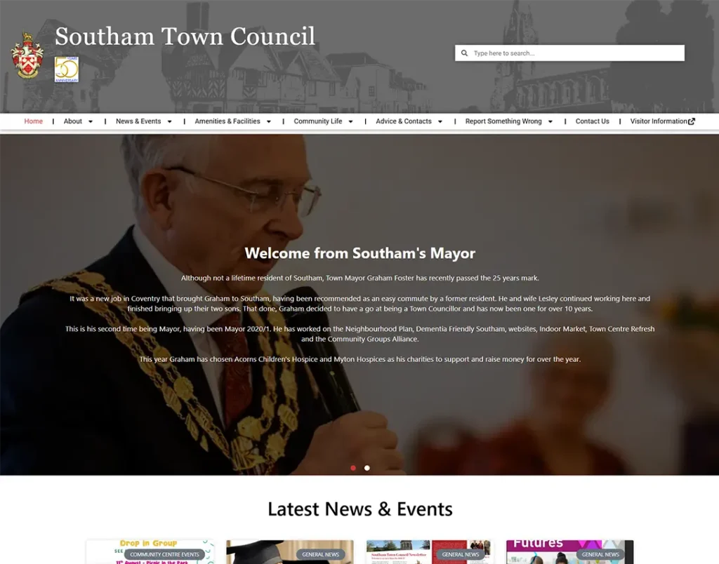 Southam Town Council responsive website