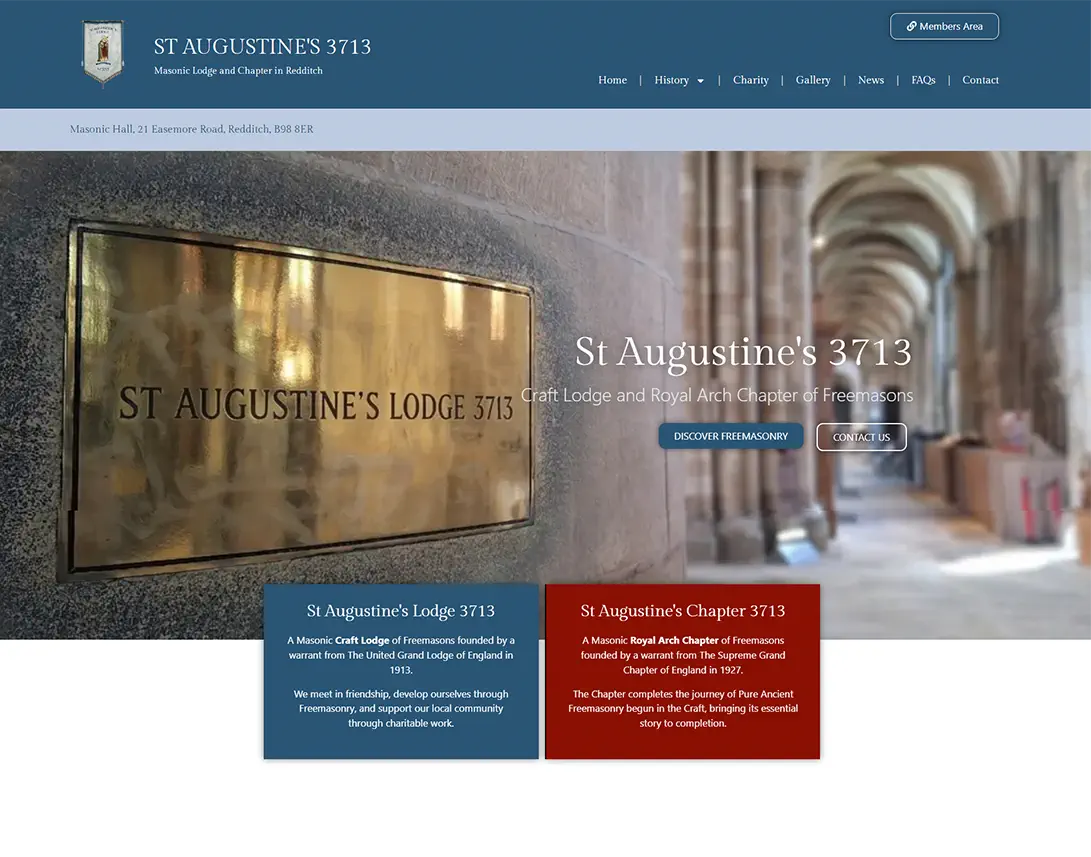 St Augustine’s Lodge and Chapter 3713 WordPress website designed by SPA Web Design