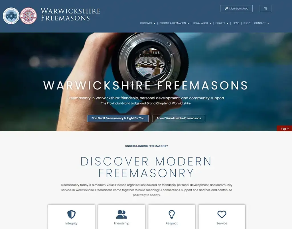 Warwickshire Freemasons provincial WordPress website designed by SPA Web Design
