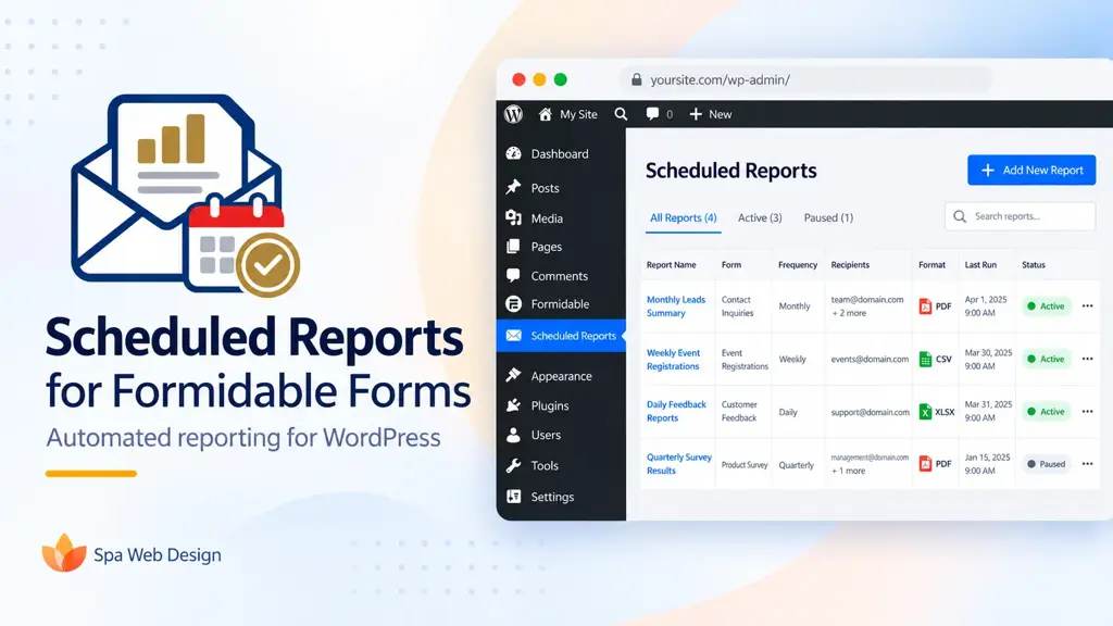 Scheduled Reports for Formidable Forms WordPress plugin with reporting dashboard